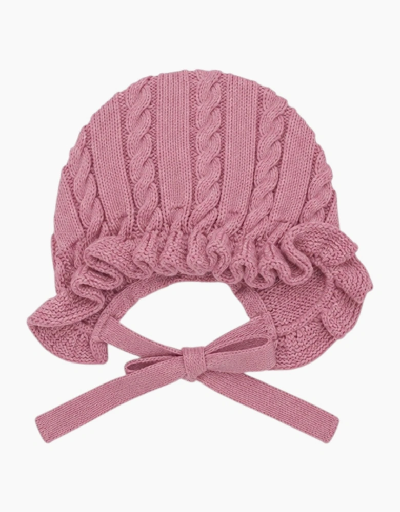 Girls Rose Pink Cable Bonnet