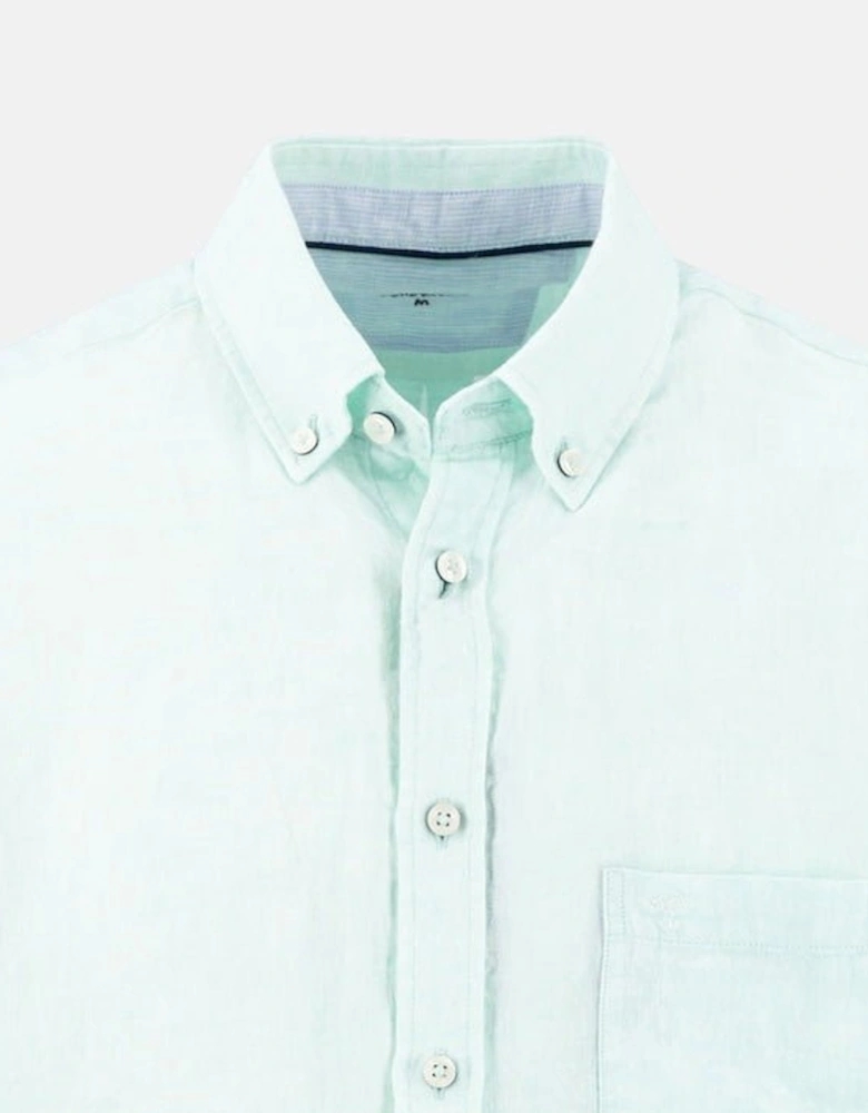 Premium Linen Button Down Short Sleeved Shirt Mint