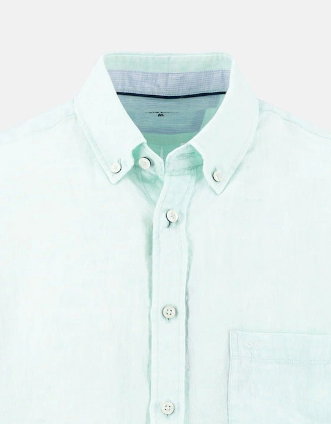 Premium Linen Button Down Short Sleeved Shirt Mint