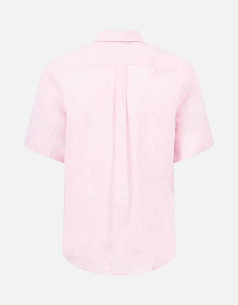 Premium Linen Button Down Short Sleeved Shirt Magnolia