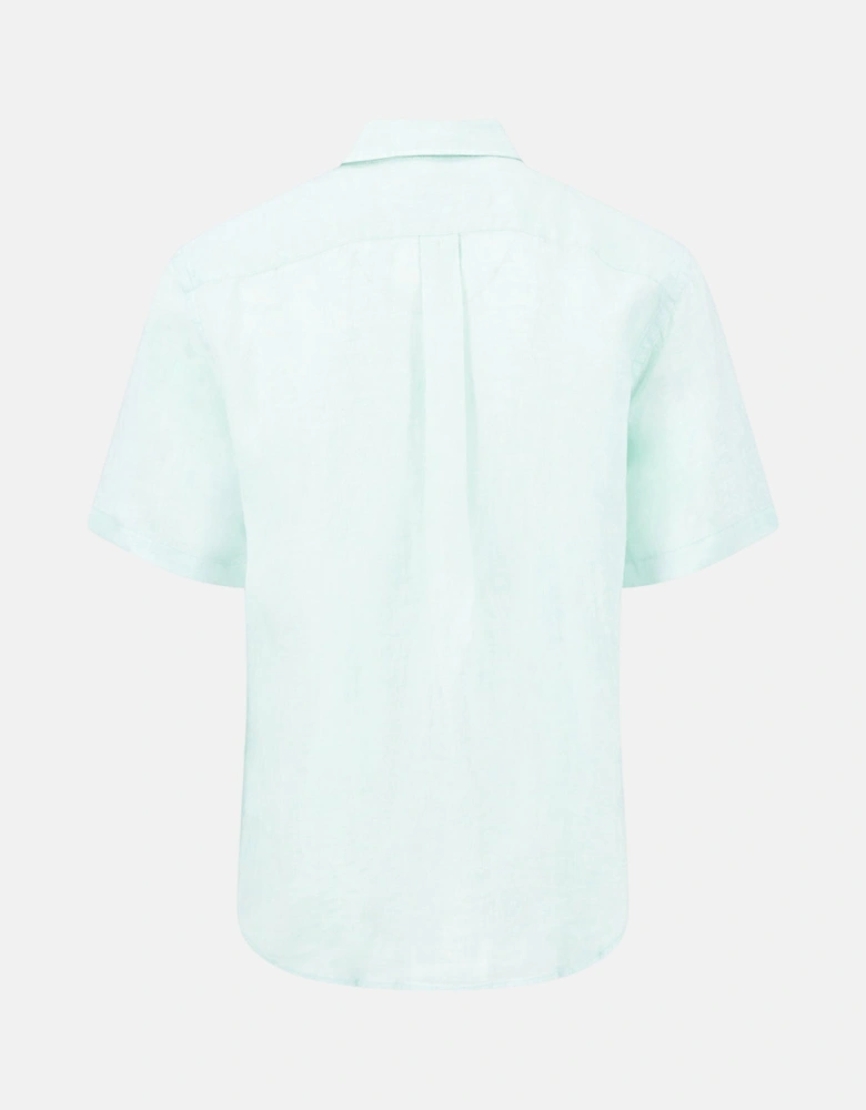 Premium Linen Button Down Short Sleeved Shirt Mint