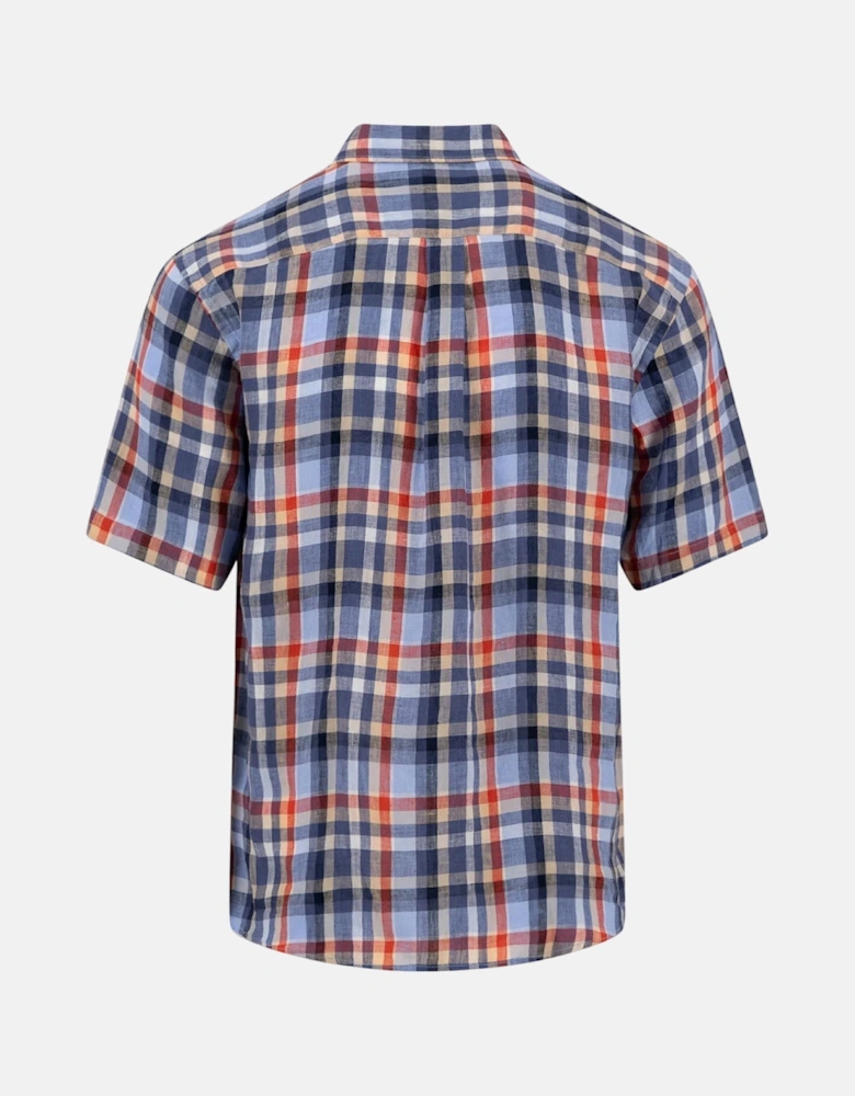 Linen Check Button Down Short Sleeved Shirt Spicy Red