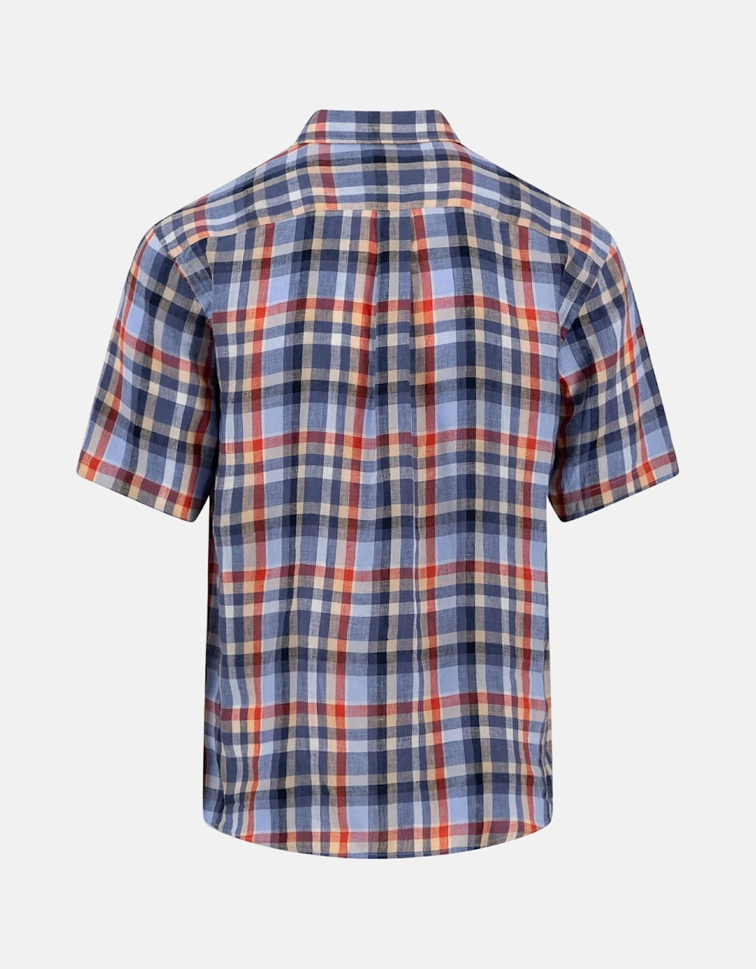 Linen Check Button Down Short Sleeved Shirt Spicy Red