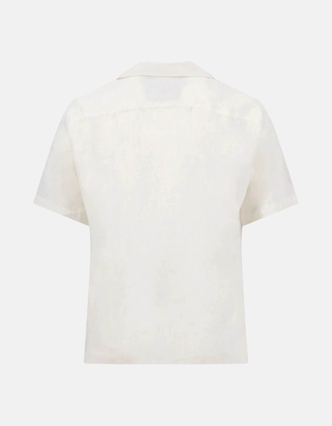 Pure Linen Lapel Collar Short Sleeved Shirt White