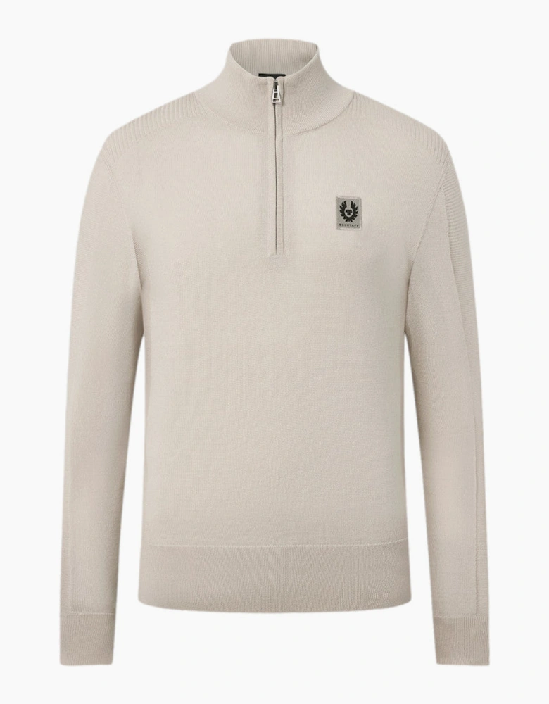 Belstaff Colden Merino Quarter Zip  Pale Stone