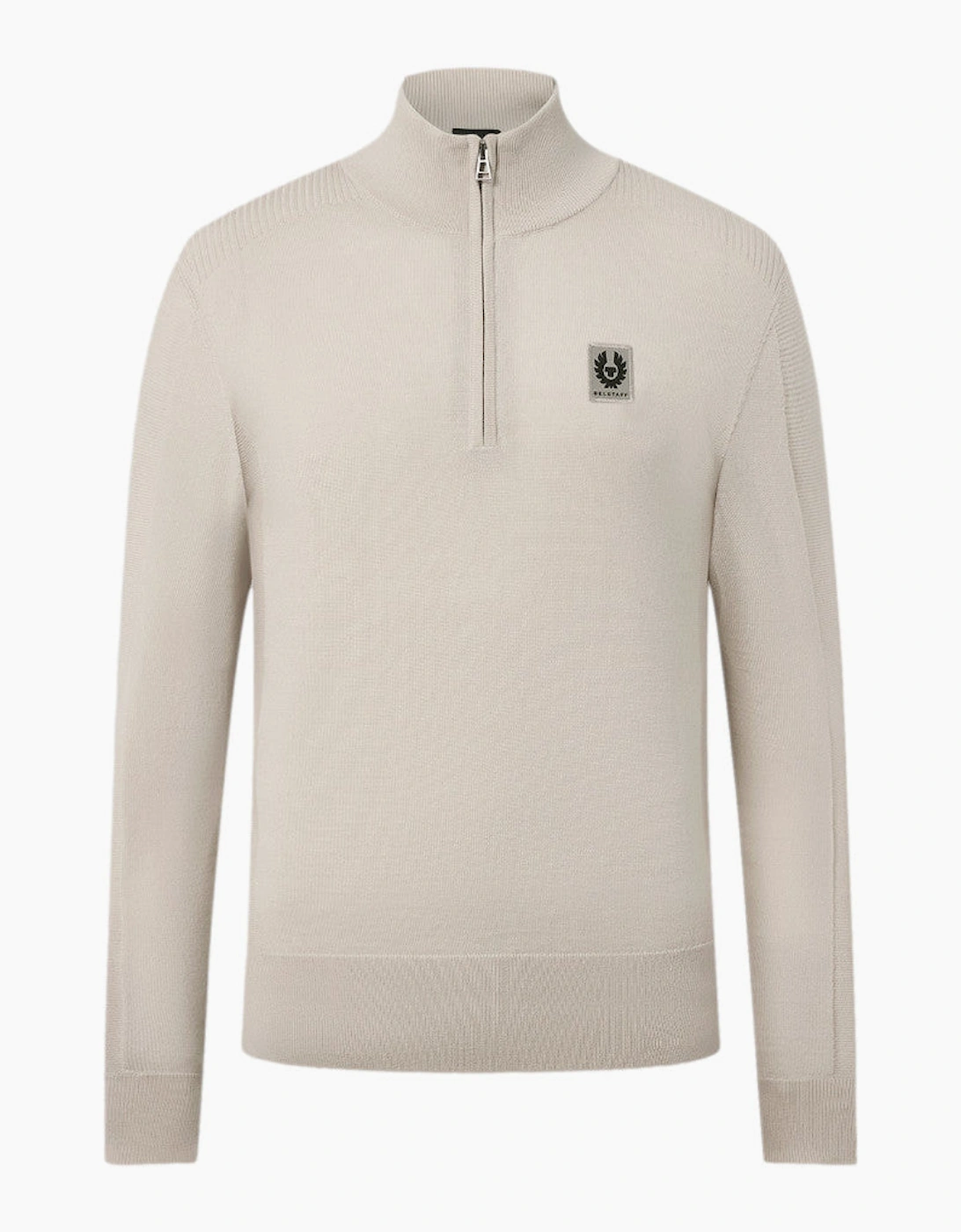 Belstaff Colden Merino Quarter Zip  Pale Stone