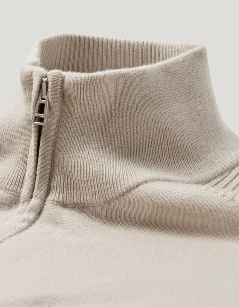 Belstaff Colden Merino Quarter Zip  Pale Stone