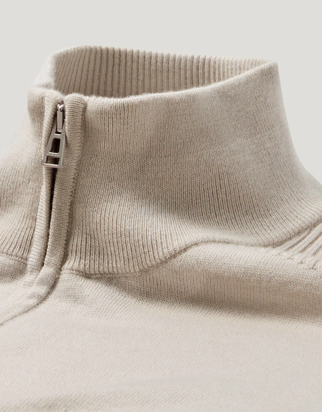 Belstaff Colden Merino Quarter Zip  Pale Stone