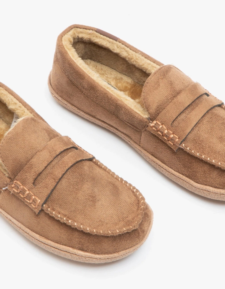 Jo & Joe NEWHAMPSHIRE Mens Moccasin Slippers Cognac