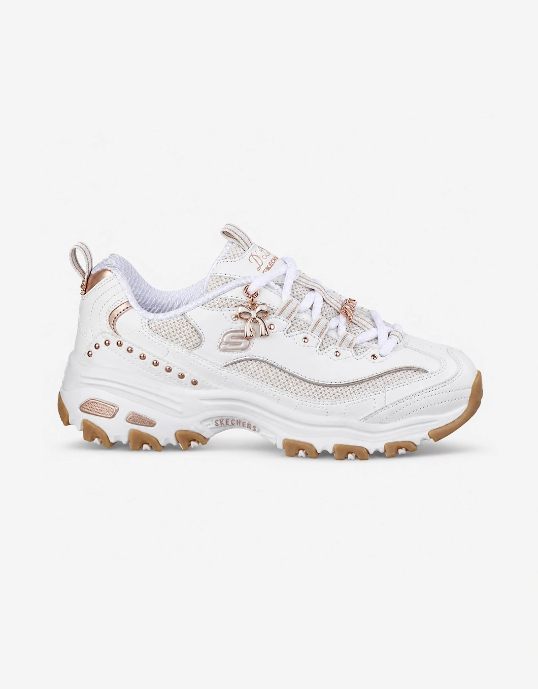 Skechers D'LITES - 20TH ANNIVERSARY Womens Casual Trainers White/Rose Gold
