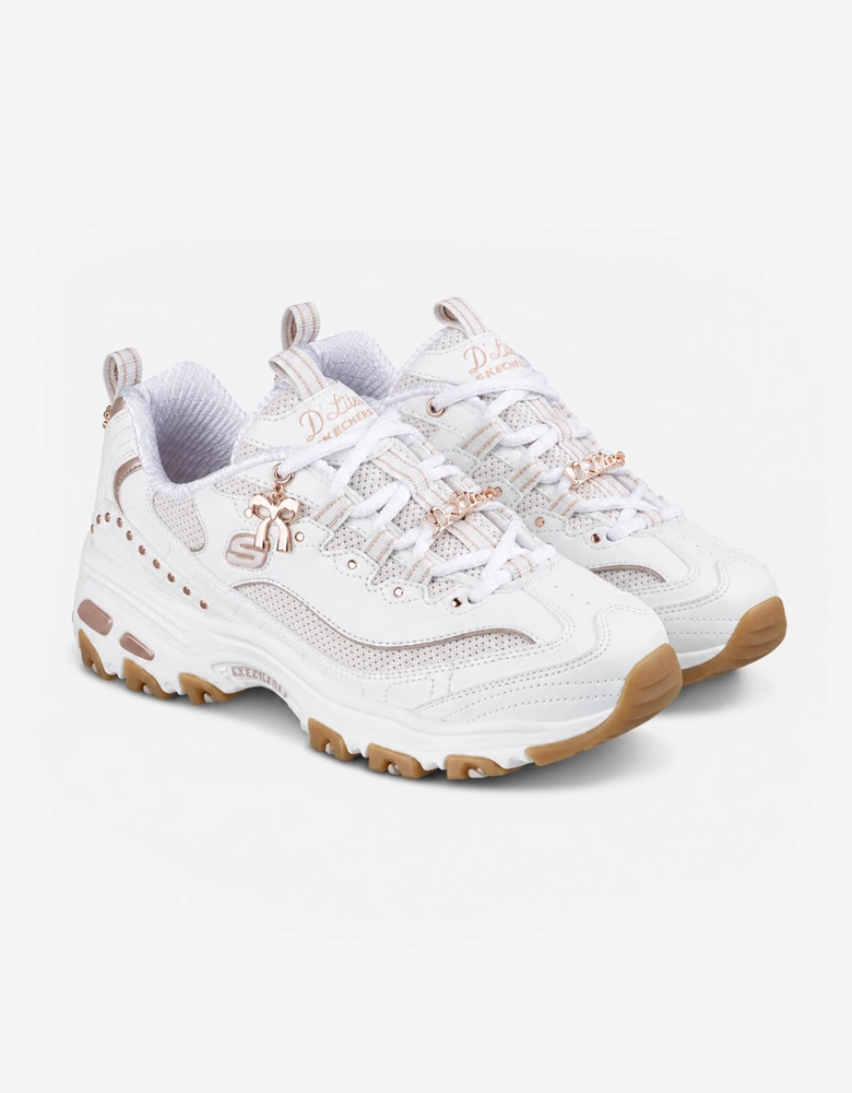 Skechers D'LITES - 20TH ANNIVERSARY Womens Casual Trainers White/Rose Gold