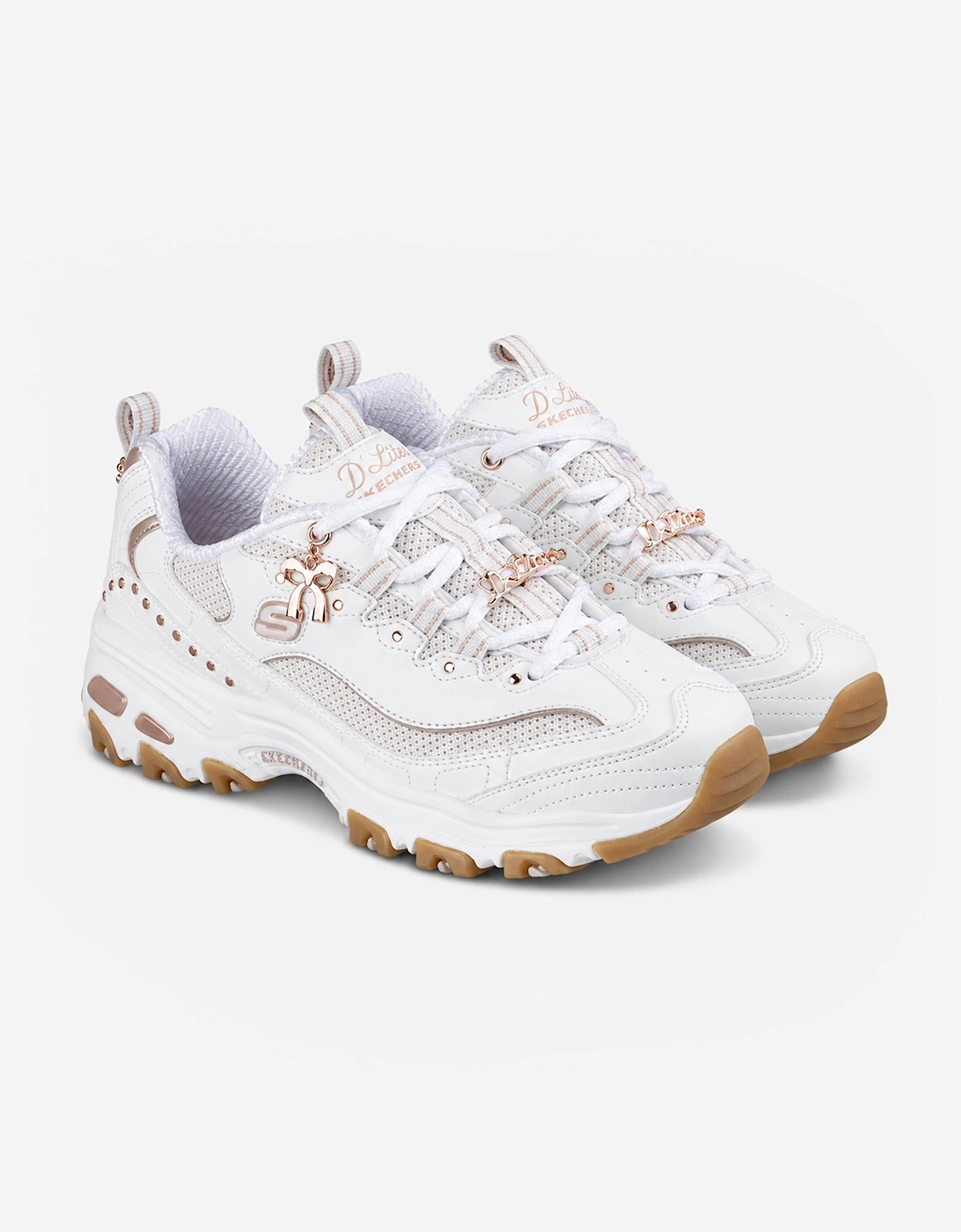 Skechers D'LITES - 20TH ANNIVERSARY Womens Casual Trainers White/Rose Gold