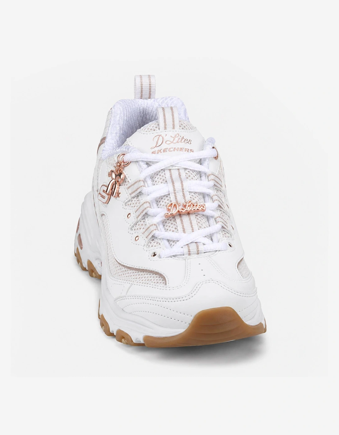 Skechers D'LITES - 20TH ANNIVERSARY Womens Casual Trainers White/Rose Gold