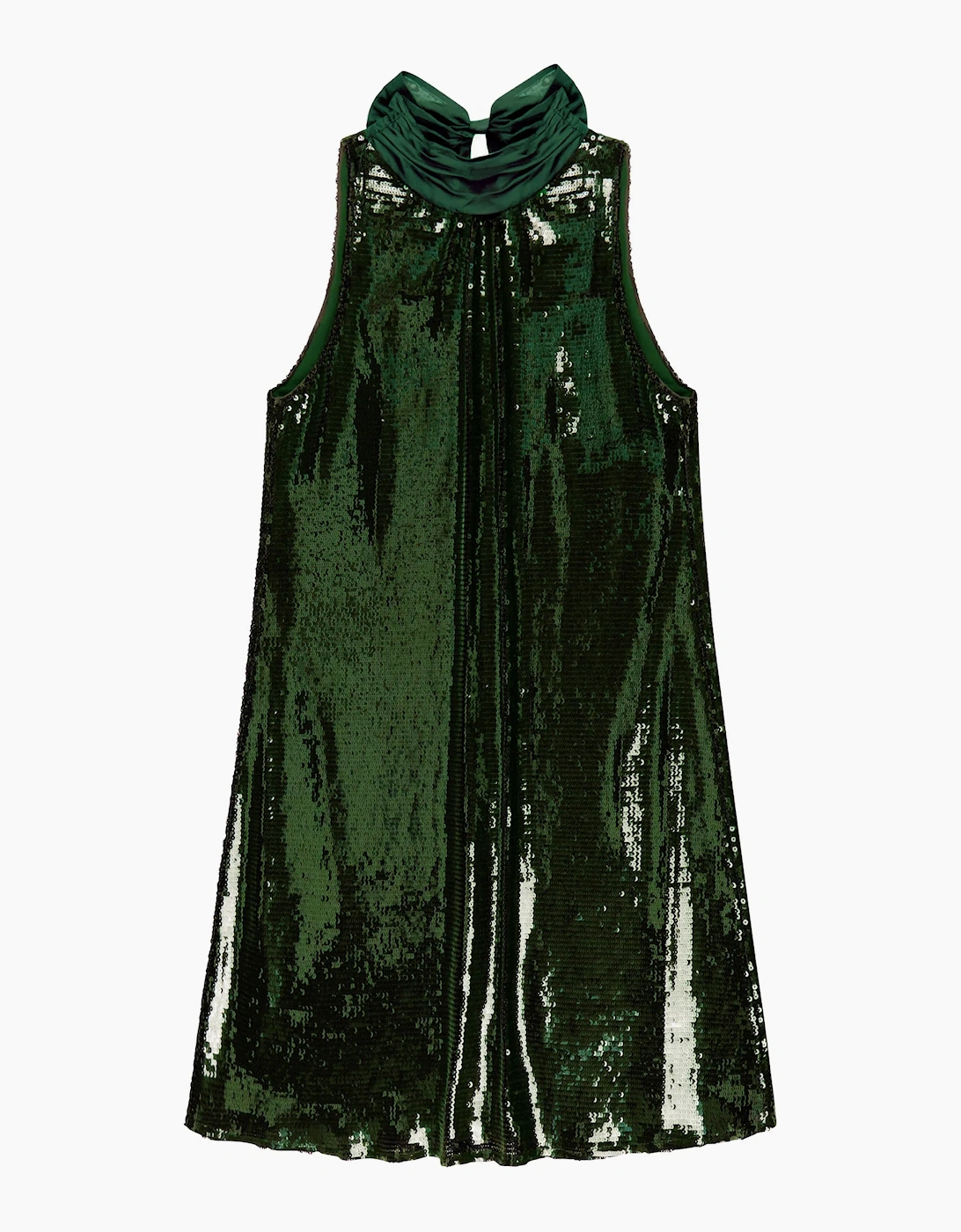 Petite Freya Emerald Green Sequinned Halterneck Dress