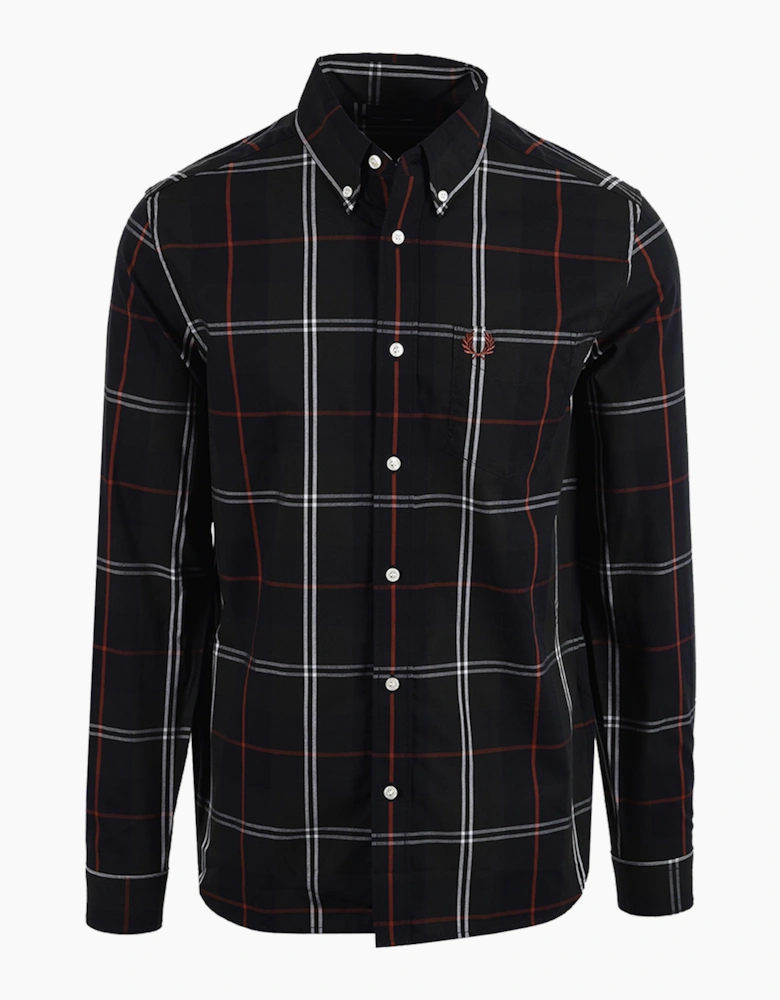 FRED PERRY POPLIN TARTAN SHIRT NIGHT GREEN
