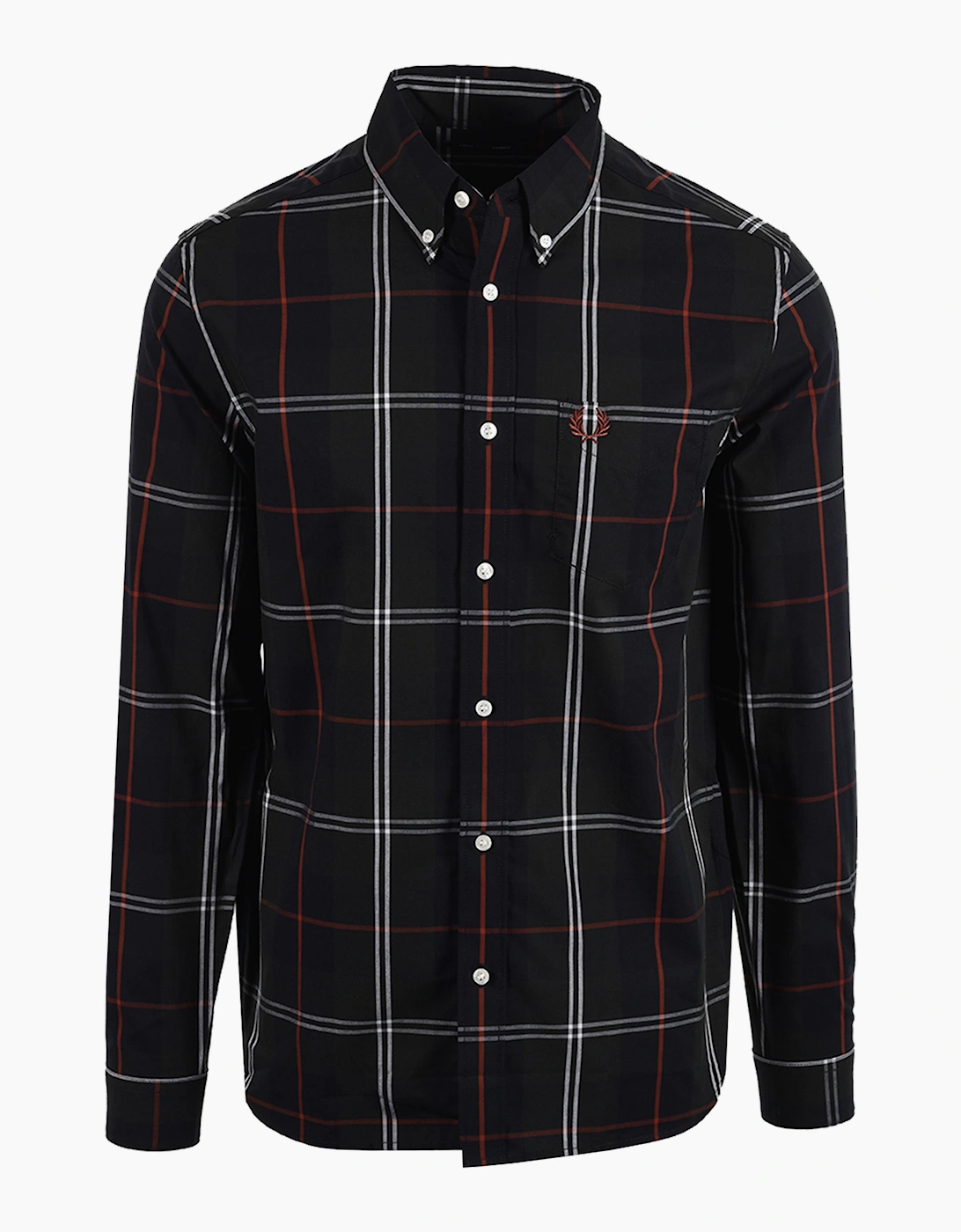 FRED PERRY POPLIN TARTAN SHIRT NIGHT GREEN