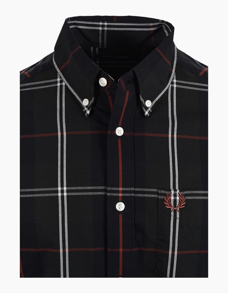 FRED PERRY POPLIN TARTAN SHIRT NIGHT GREEN