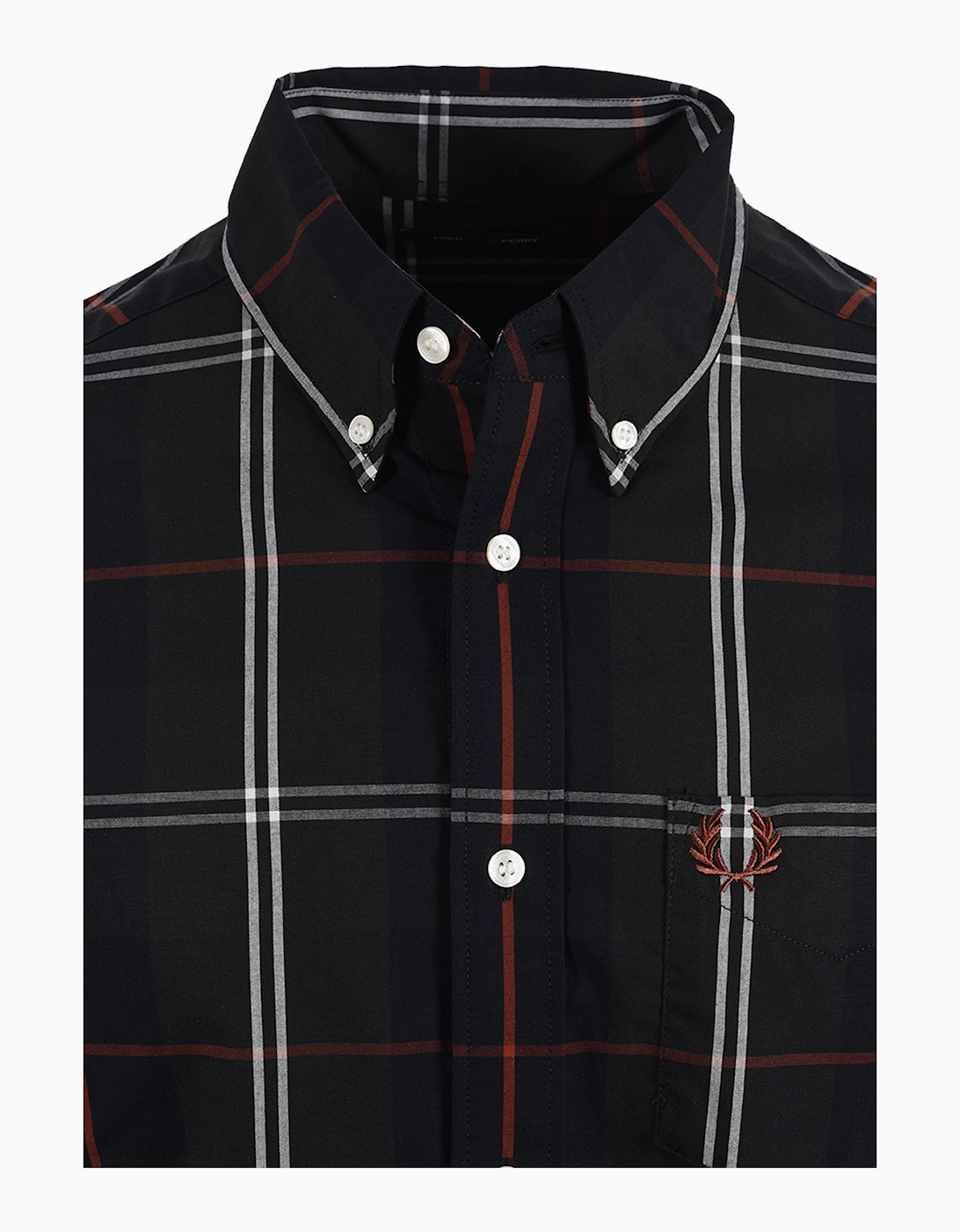 FRED PERRY POPLIN TARTAN SHIRT NIGHT GREEN