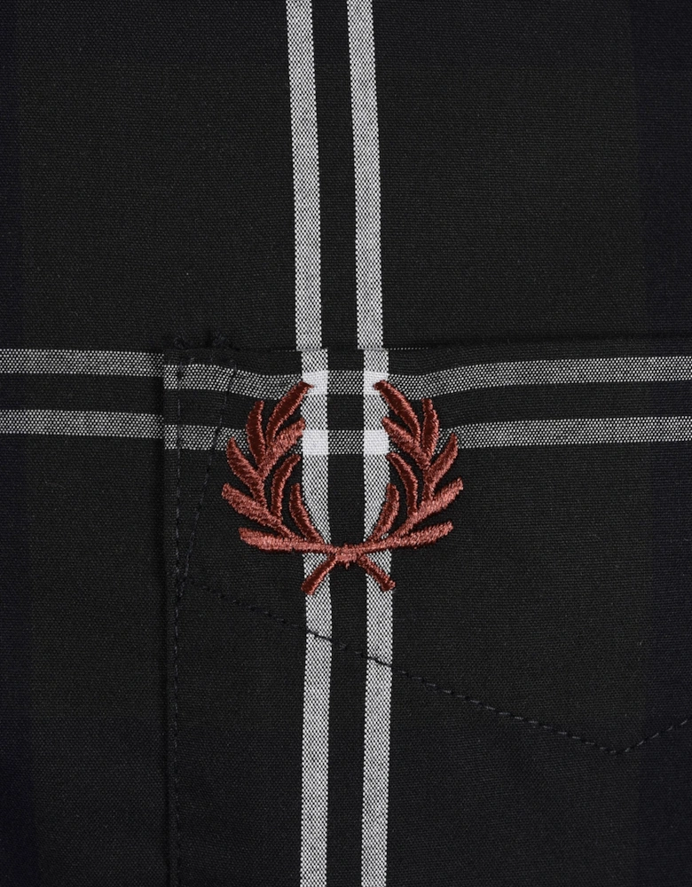 FRED PERRY POPLIN TARTAN SHIRT NIGHT GREEN