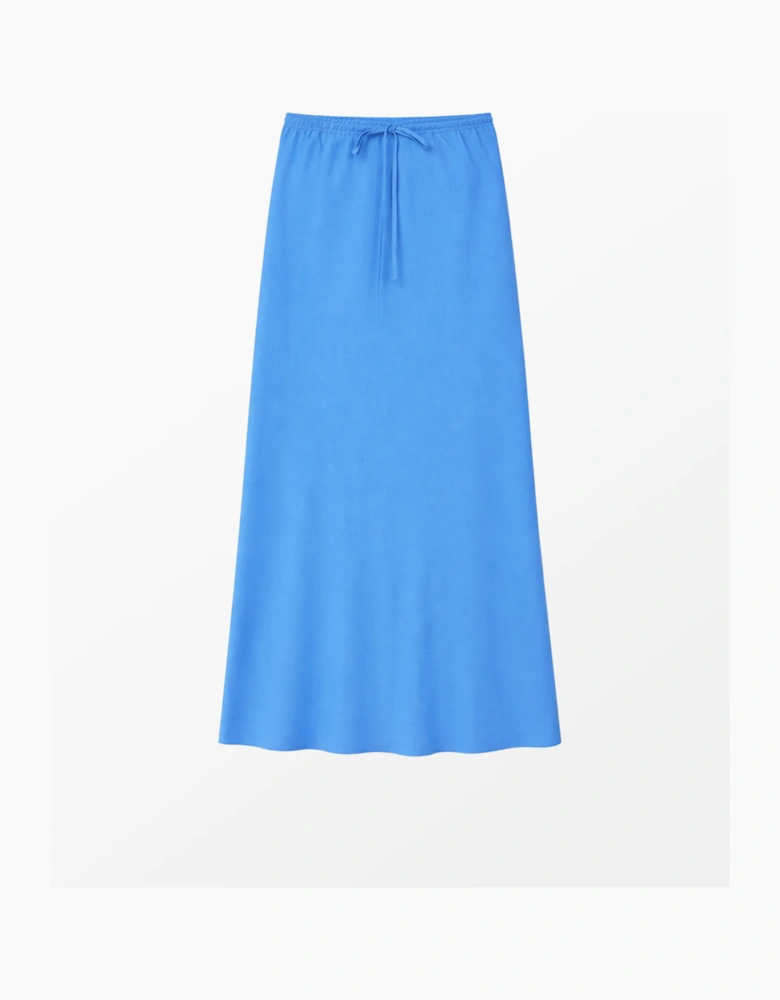 Petite Blue Linen Blend Bias Skirt