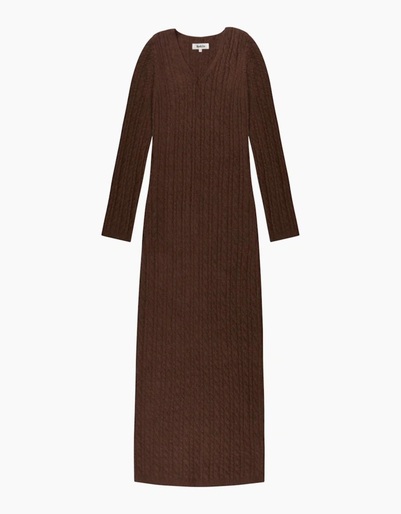 Chocolate Brown Cable Knit Dress