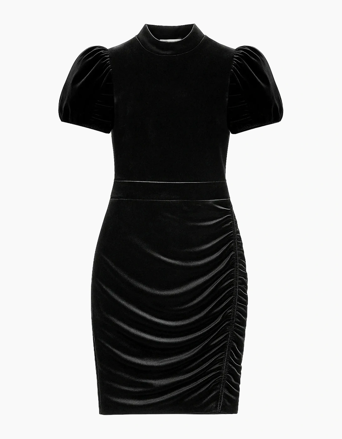 Madison Black Velvet Tulip Sleeve Mini Dress