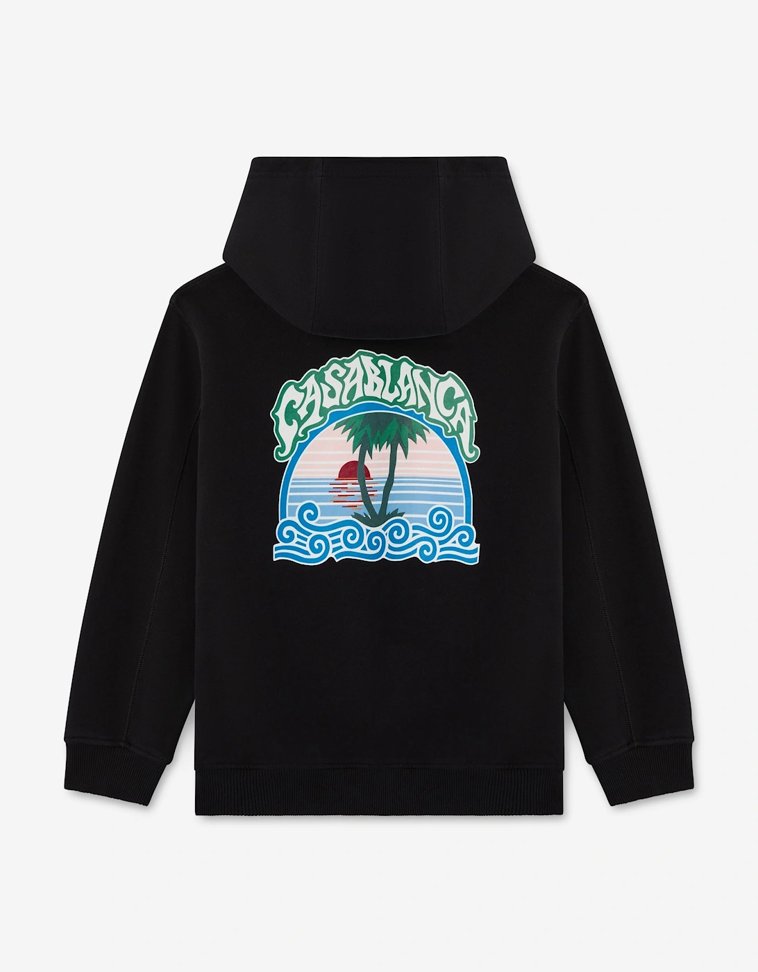 Casablanca Kids Loopback Palm Tree Print Hoodie in Black