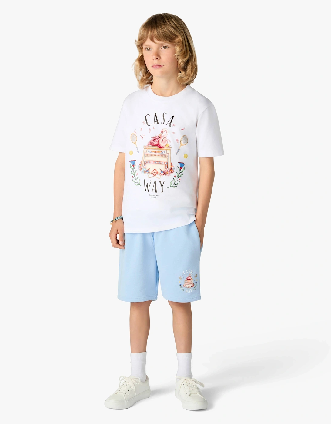 Casablanca Kids Casaway Print Sweatshorts in Blue