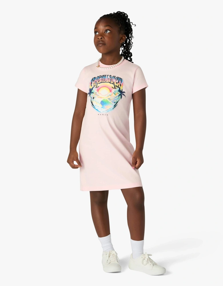 Casablanca Girls Casa Airspray Printed T-Shirt Dress in Pink