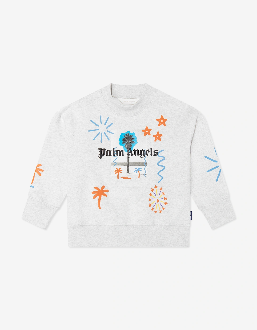 Palm Angels Boys Palm Drawing Sweatshirt in Grey