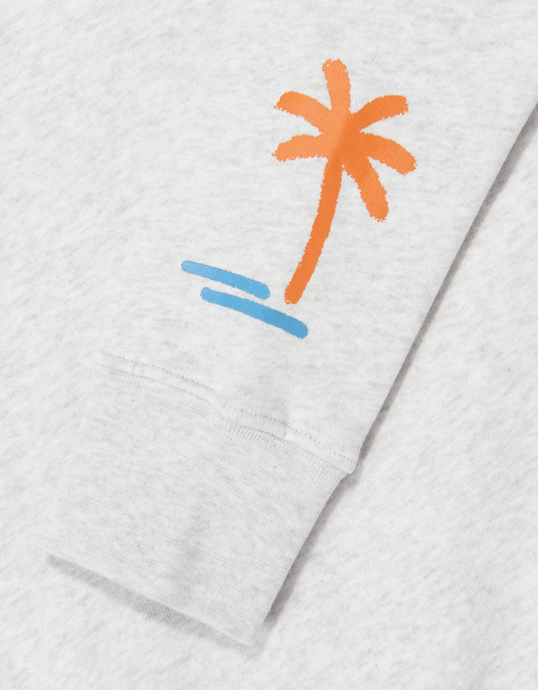 Palm Angels Boys Palm Drawing Sweatshirt in Grey