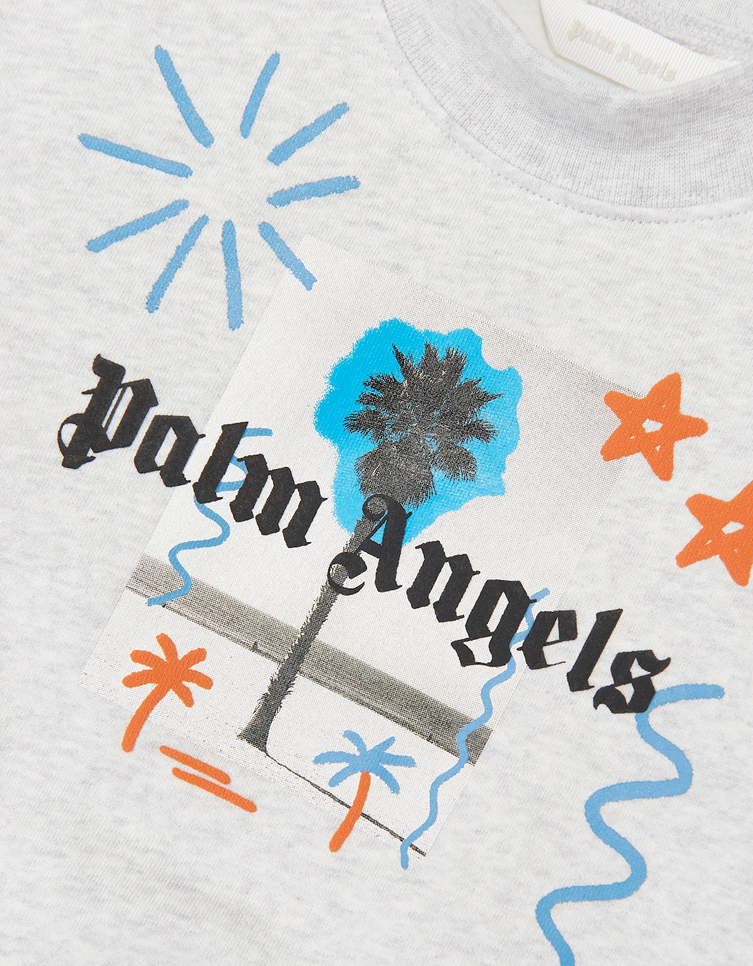 Palm Angels Boys Palm Drawing Sweatshirt in Grey