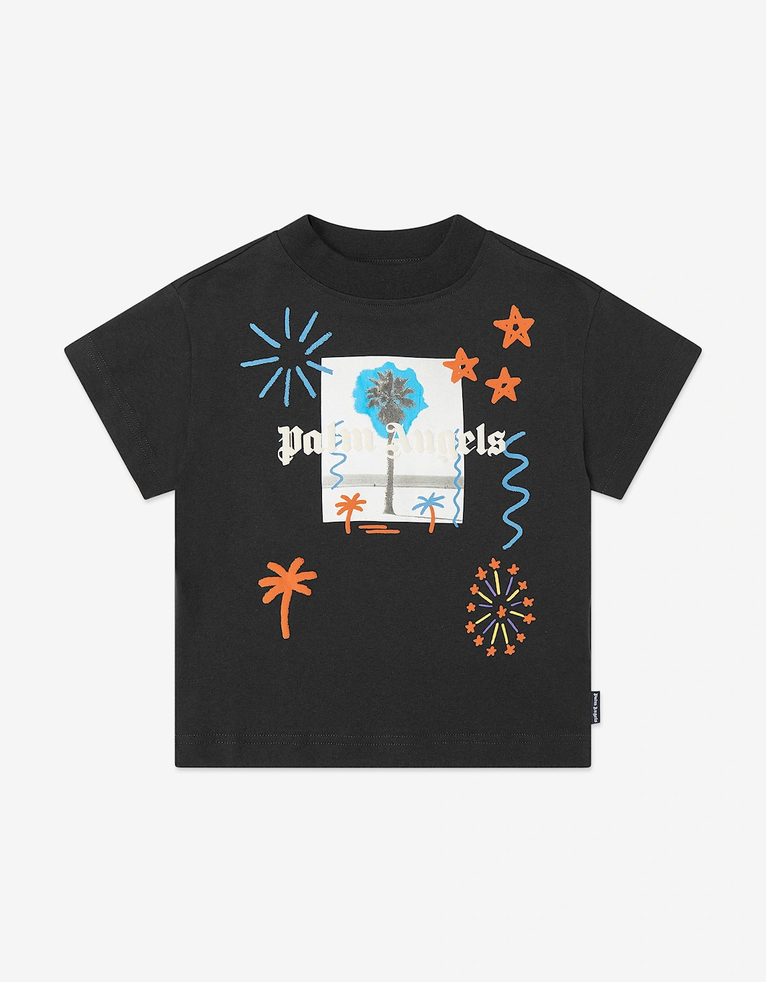 Palm Angels Kids Palm Drawing Jersey T-Shirt in Black