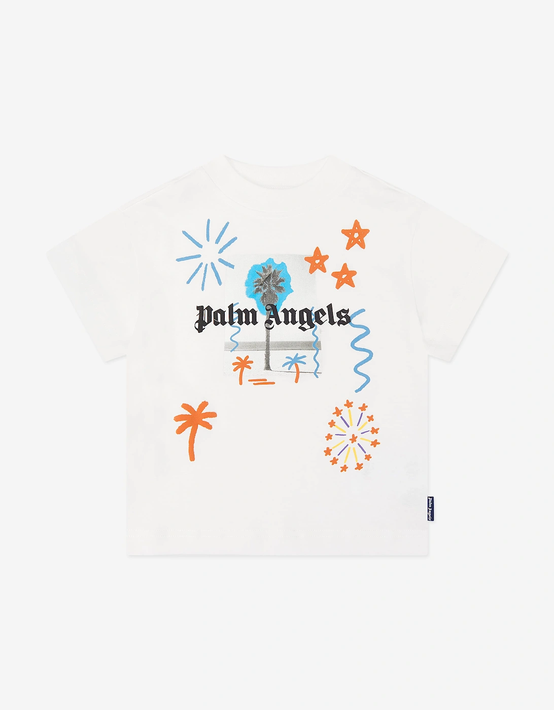 Palm Angels Girls Cream Palm Drawing Jersey T-Shirt  Ivory - Size 4 Years Kids