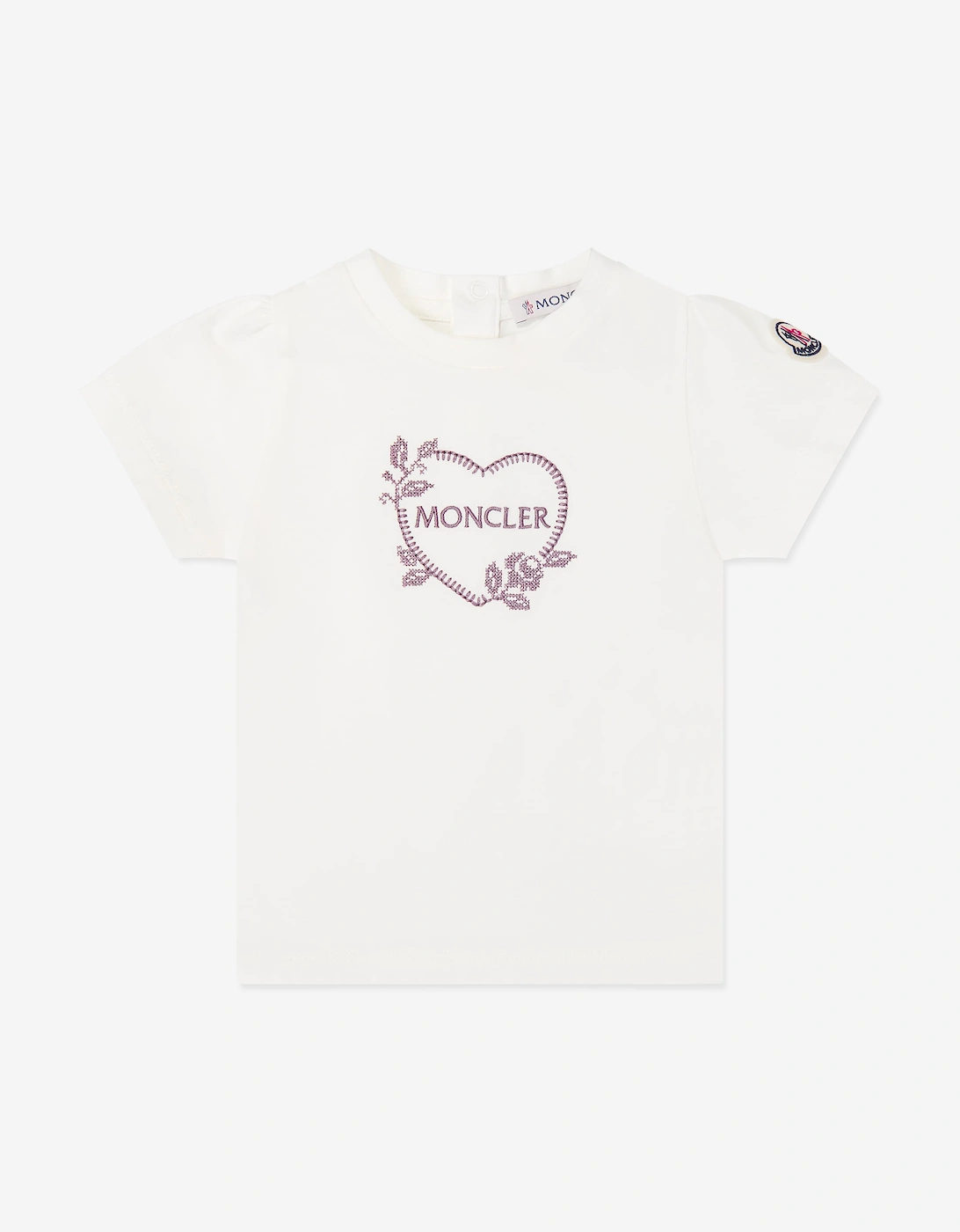 Moncler Enfant Baby Girls Heart Logo T-Shirt in Ivory