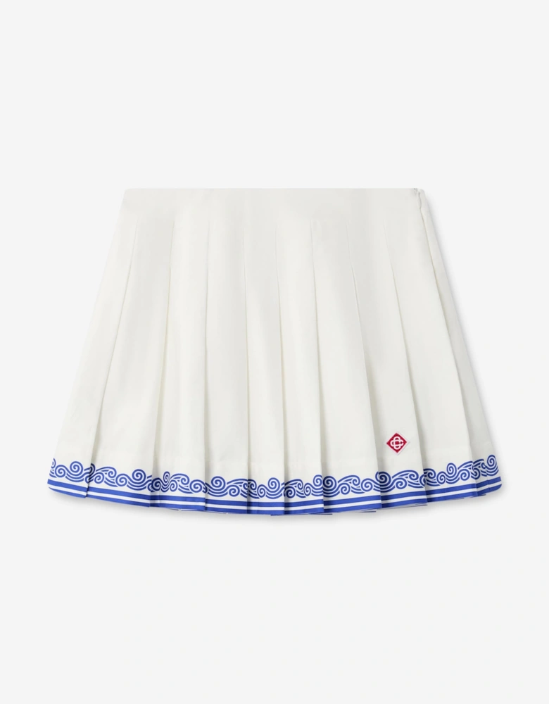 Casablanca Girls Printed Cotton Pleated Skirt in White