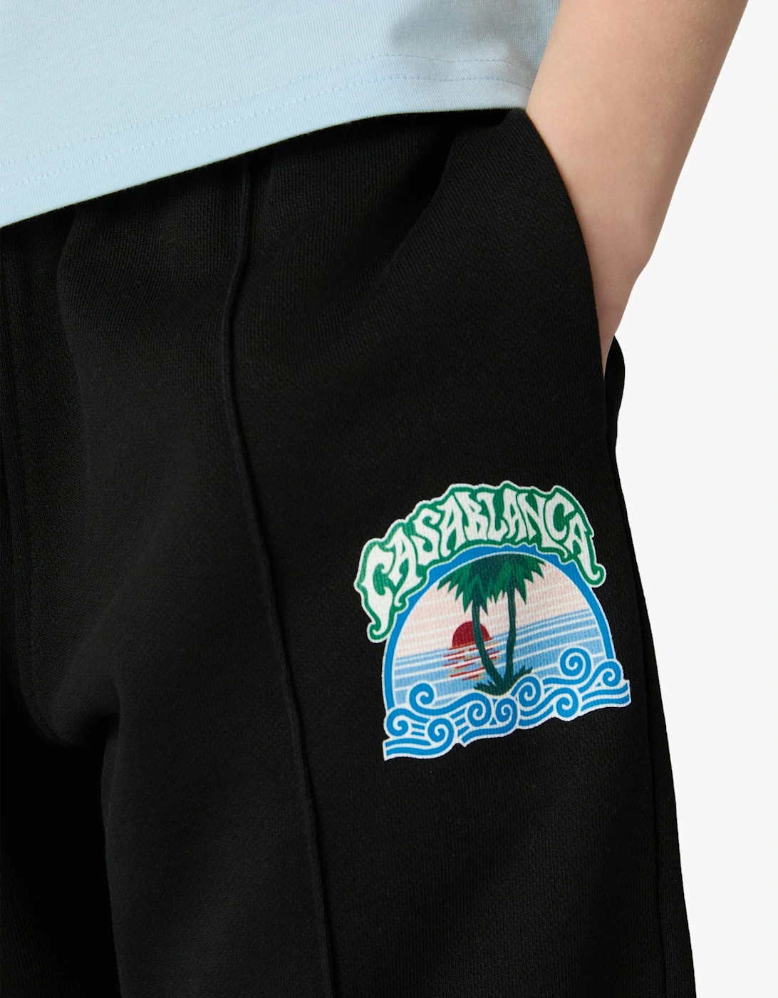 Casablanca Kids Loopback Palm Tree Print Joggers in Black
