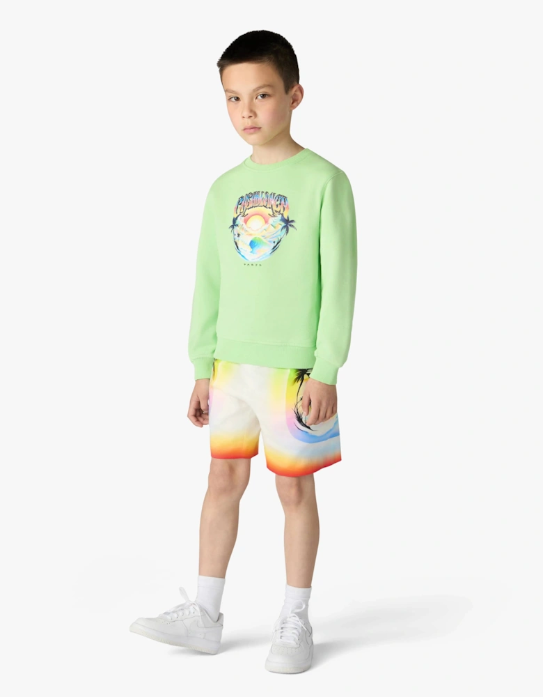 Casablanca Kids Casa Airspray Print Sweatshirt in Green