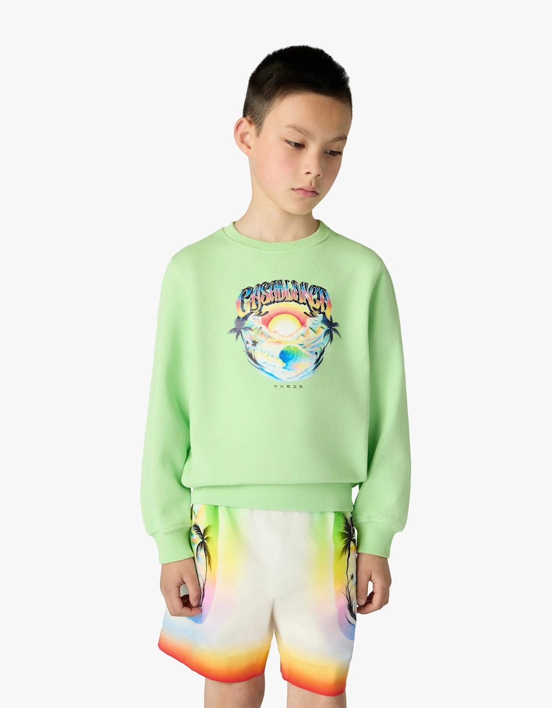 Casablanca Kids Casa Airspray Print Sweatshirt in Green