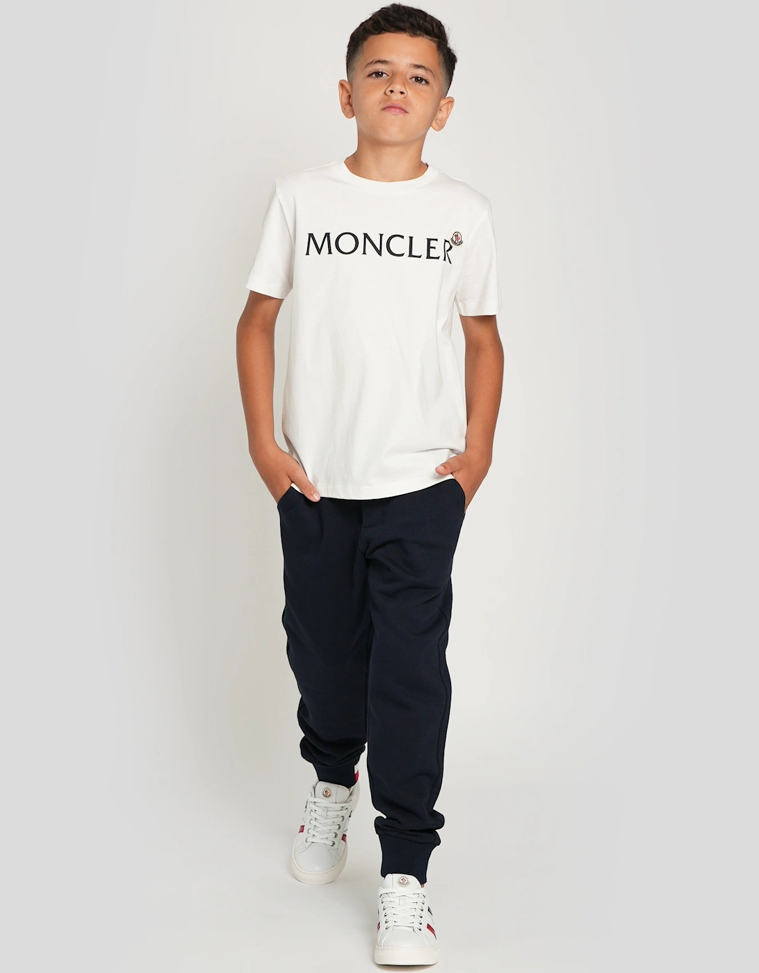 Moncler Enfant Boys Logo Print T-Shirt in White