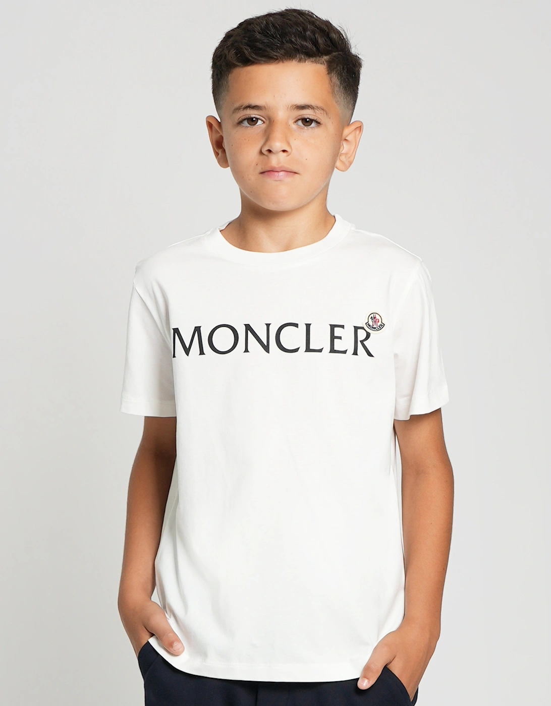 Moncler Enfant Boys Logo Print T-Shirt in White