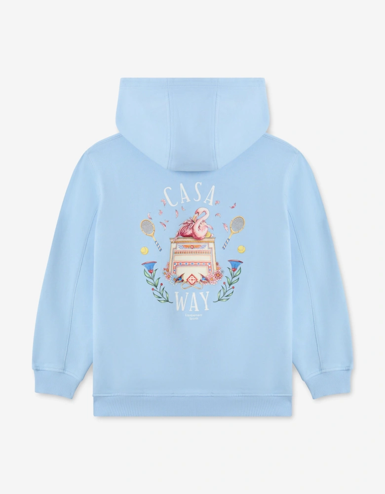 Casablanca Kids Loopback Casaway Print Hoodie in Blue