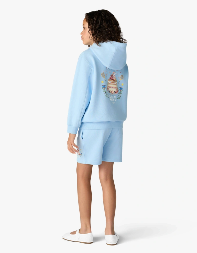 Casablanca Kids Loopback Casaway Print Hoodie in Blue