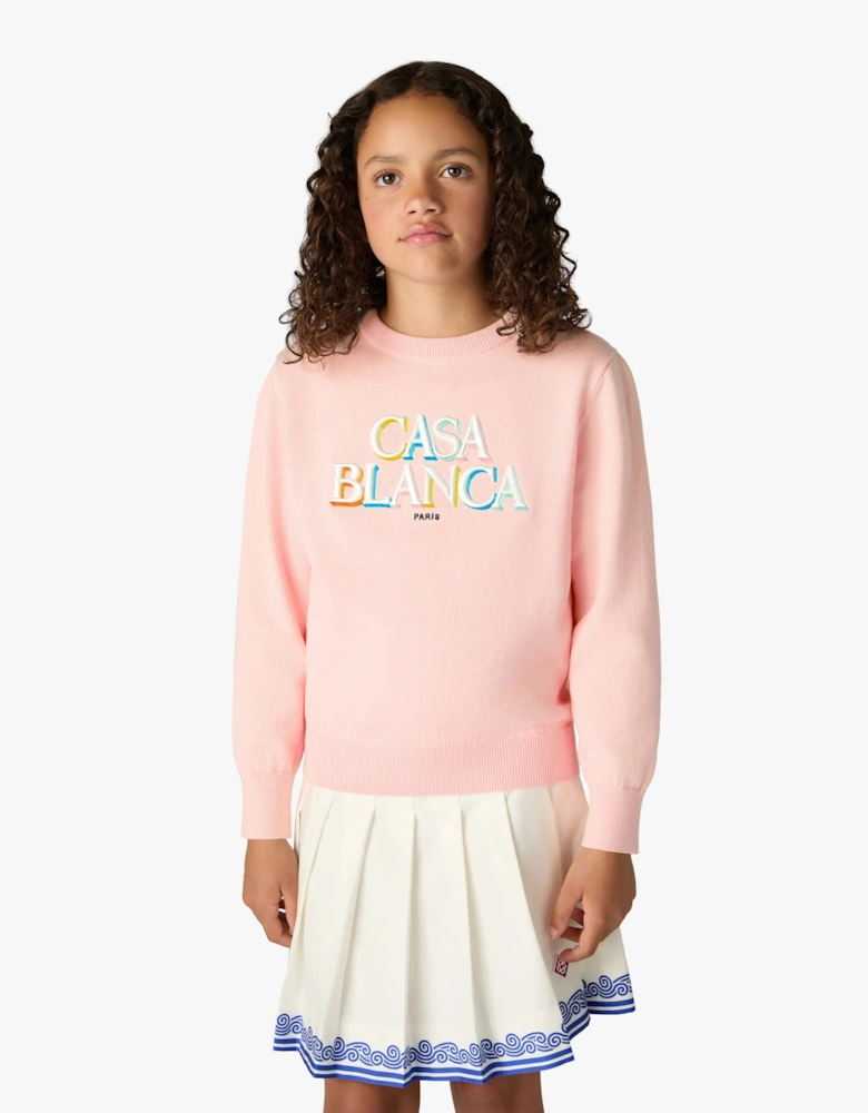 Casablanca Girls Stacked Logo Sweatshirt in Pink