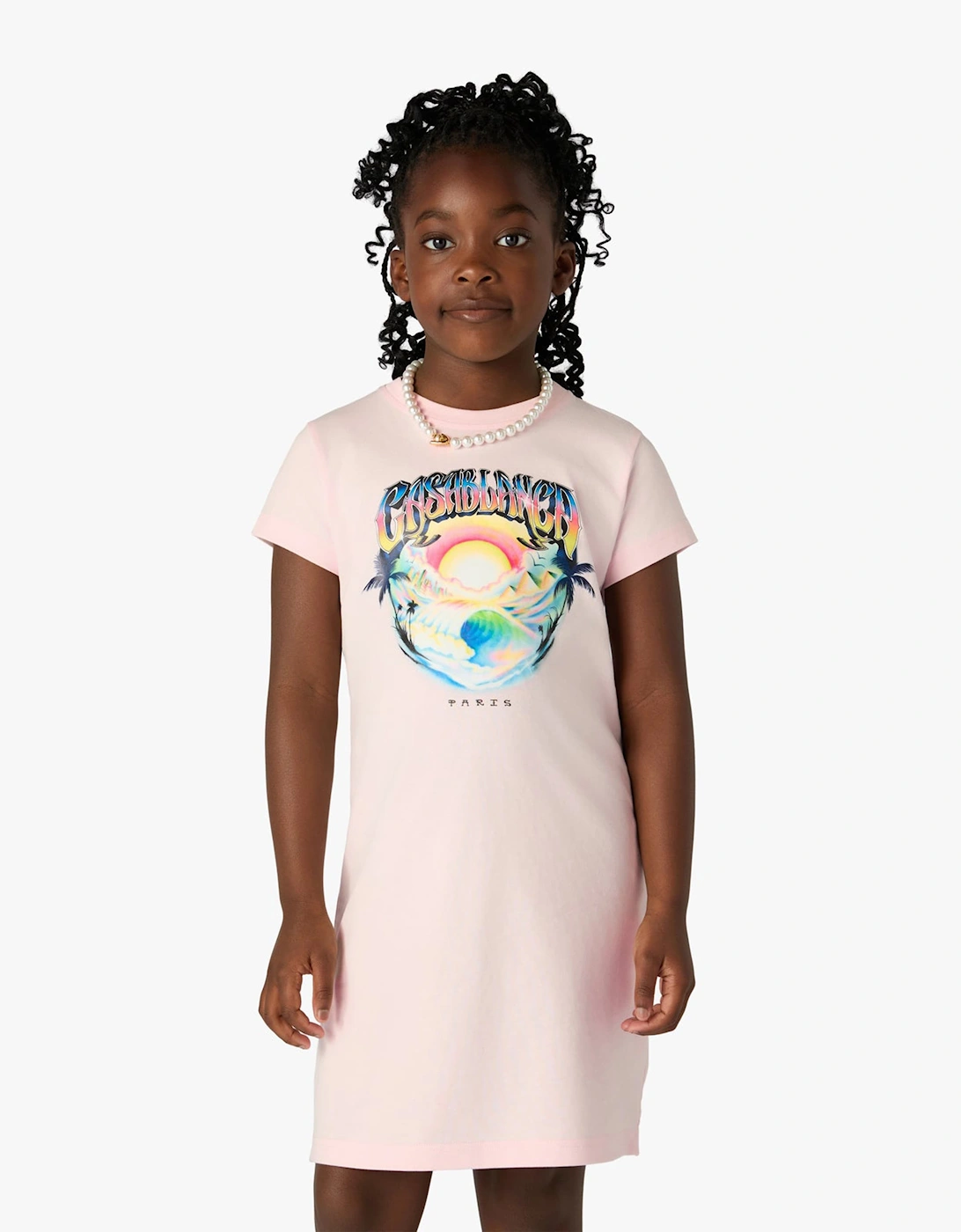 Casablanca Girls Casa Airspray Printed T-Shirt Dress in Pink