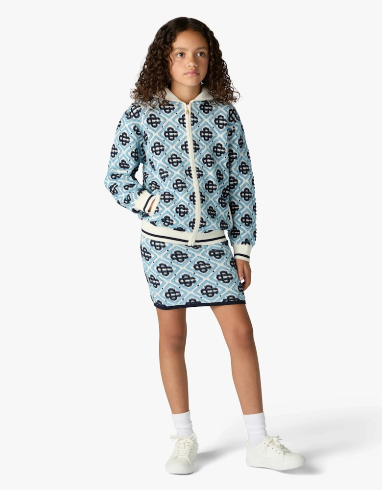 Casablanca Girls Textured Monogram Skirt in Blue