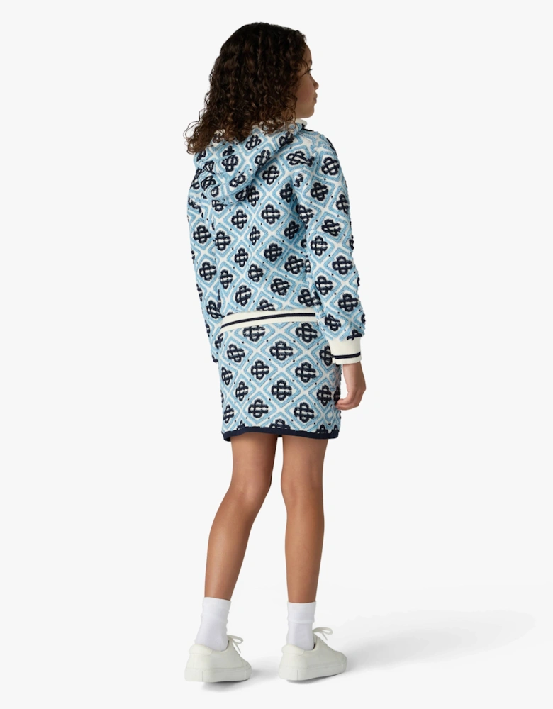 Casablanca Girls Textured Monogram Skirt in Blue