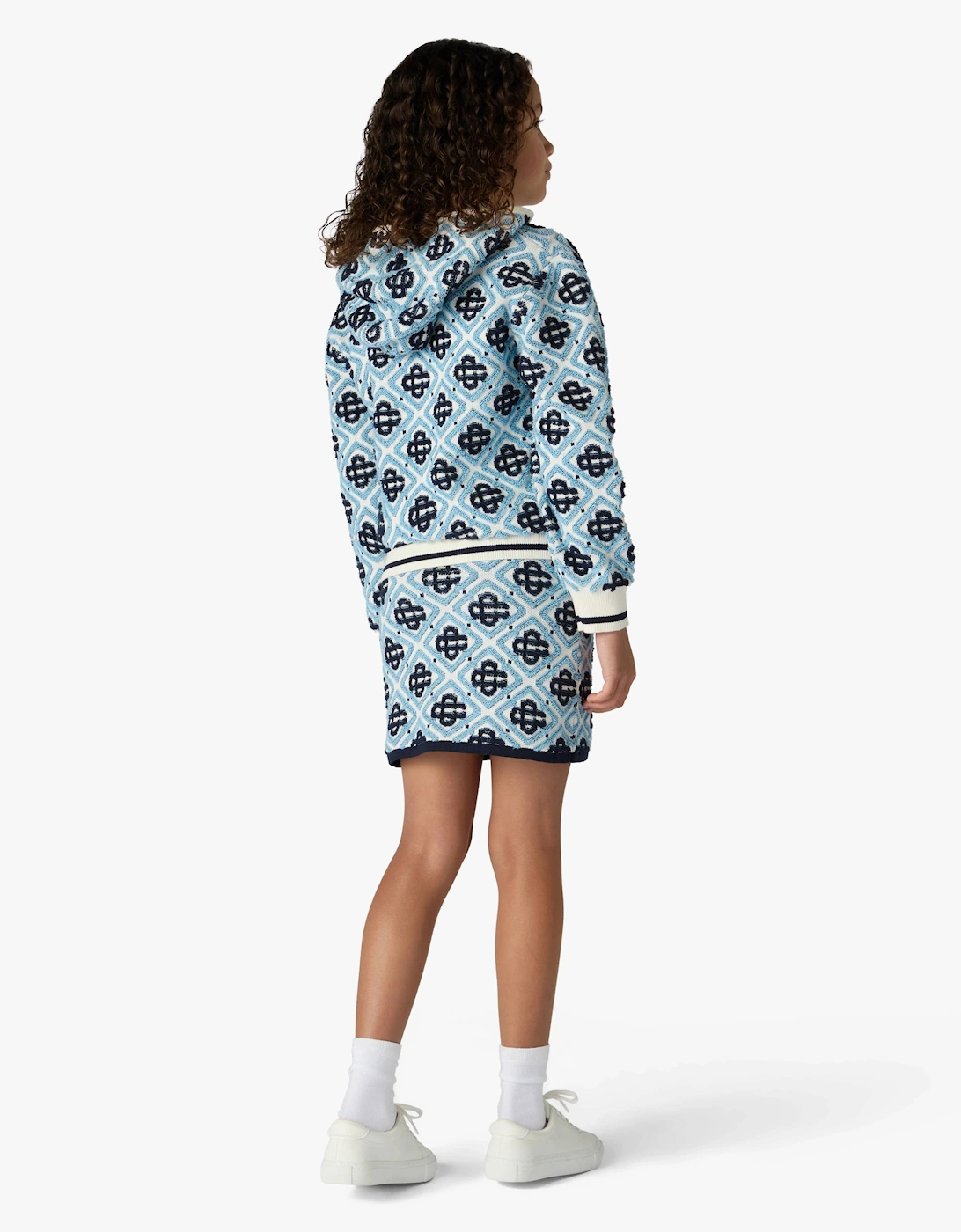 Casablanca Girls Textured Monogram Skirt in Blue