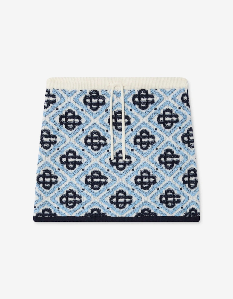 Casablanca Girls Textured Monogram Skirt in Blue