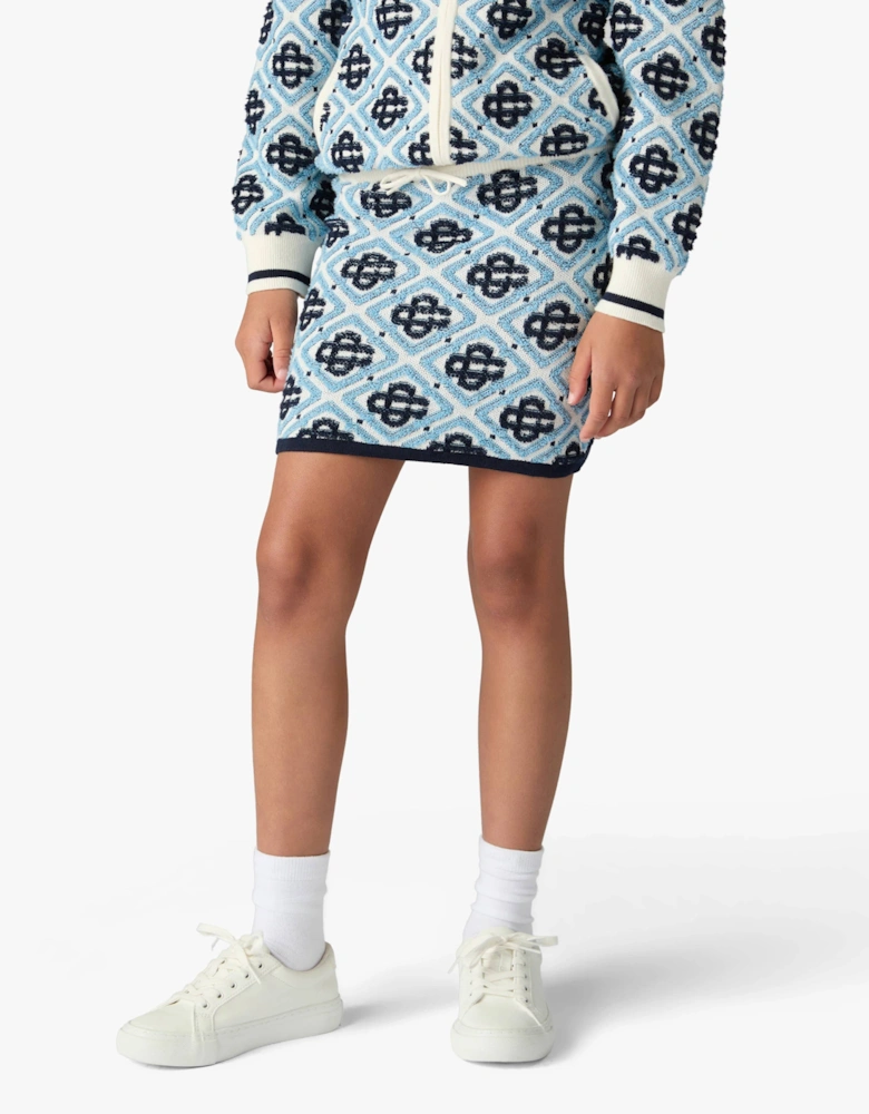 Casablanca Girls Textured Monogram Skirt in Blue